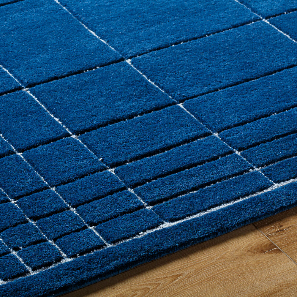Brook Dark Blue/Medium Gray Handmade Rug - texture