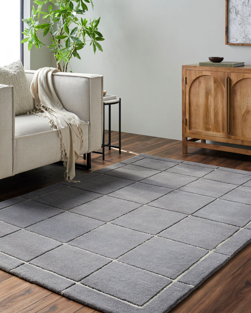 Brook Charcoal/Oatmeal Handmade Rug - roomscene