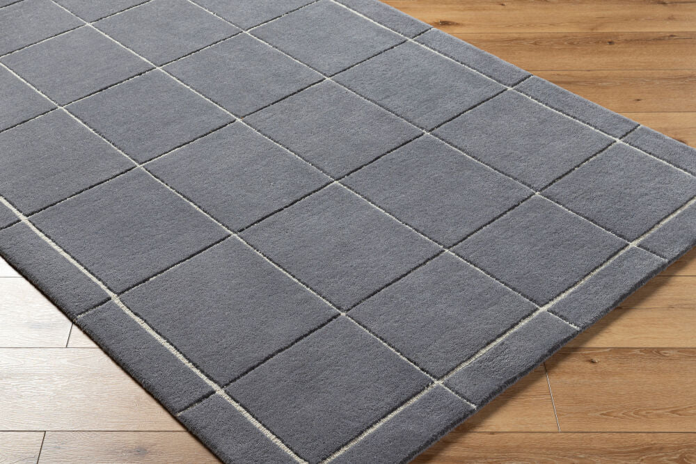 Brook Charcoal/Oatmeal Handmade Rug - corner