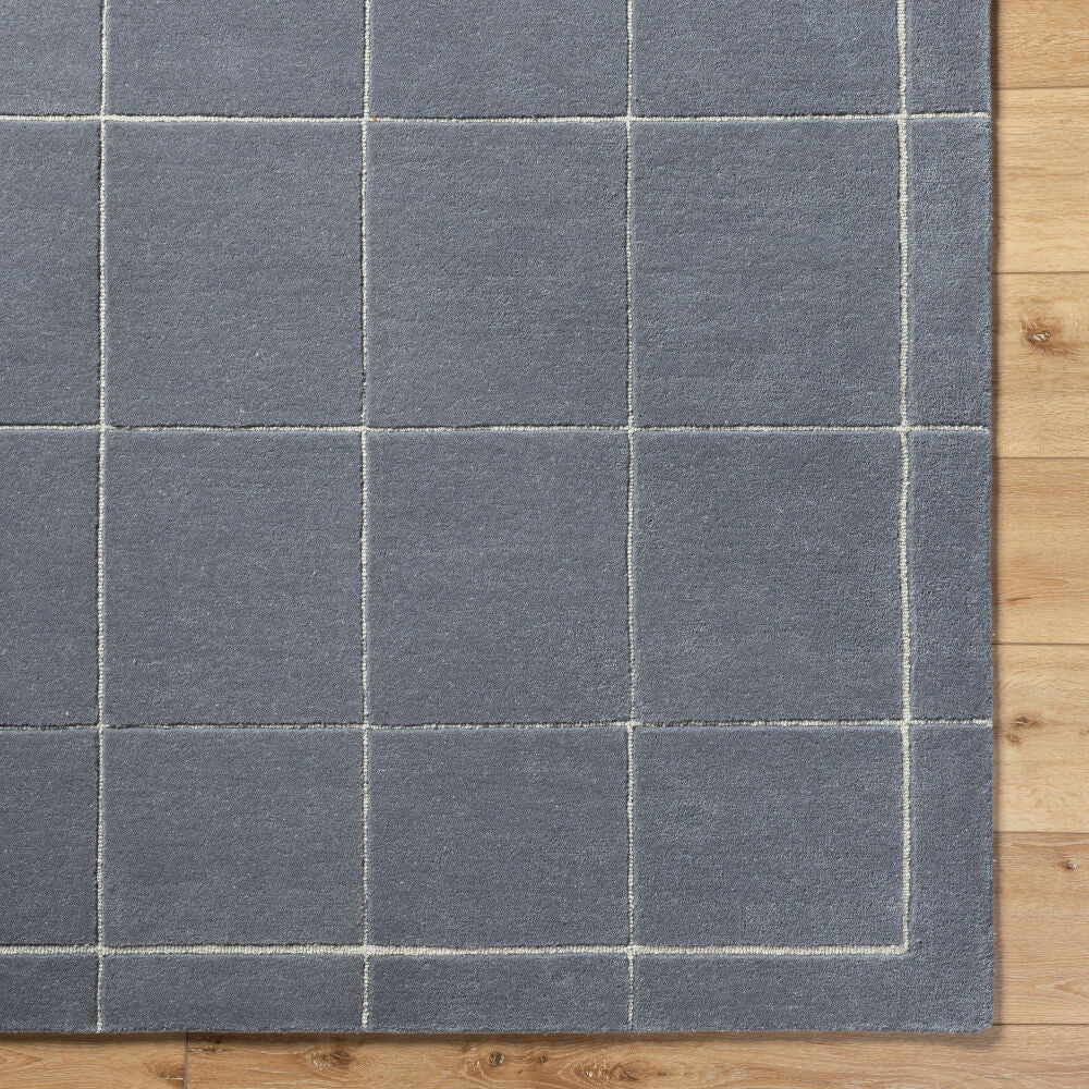 Brook Charcoal/Oatmeal Handmade Rug - overhead