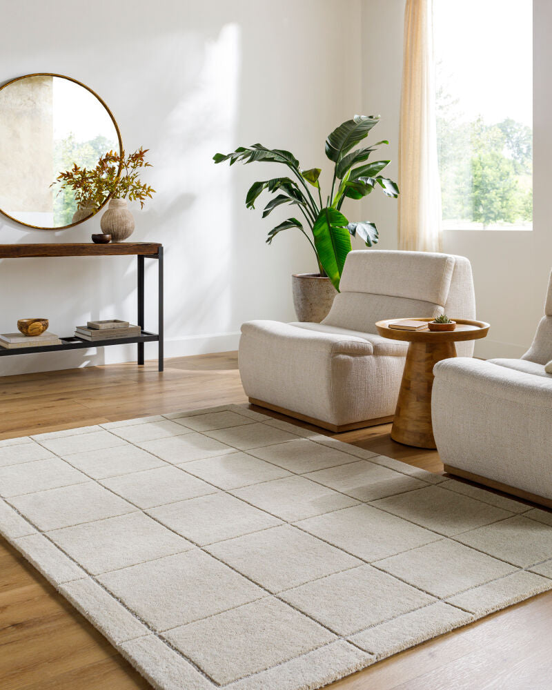 Brook Light Beige/Medium Gray Handmade Rug - roomscene