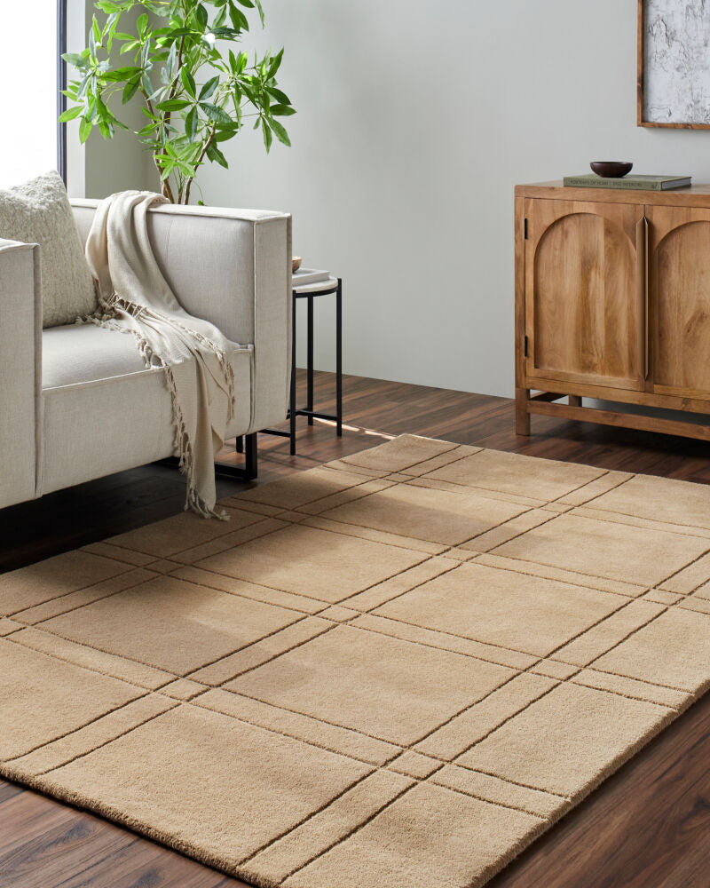 Brook Tan Handmade Rug - roomscene