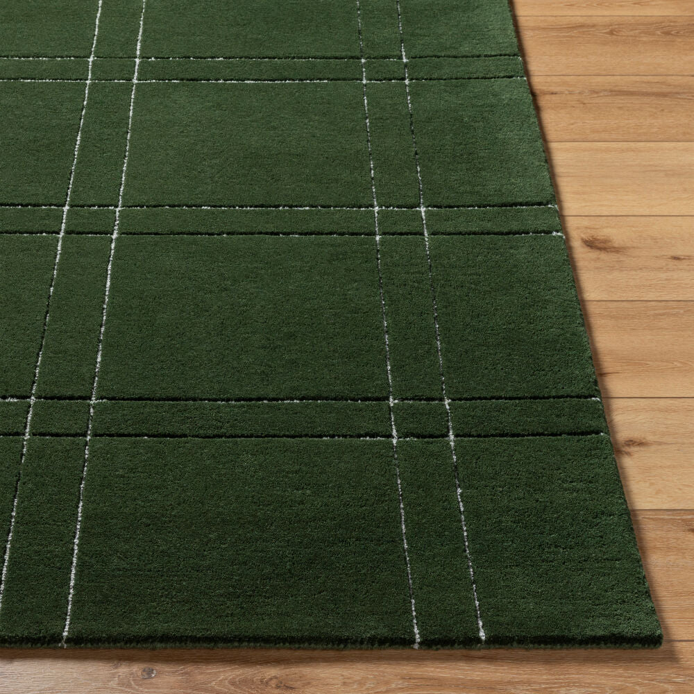 Brook Dark Green/Light Slate Handmade Rug - front