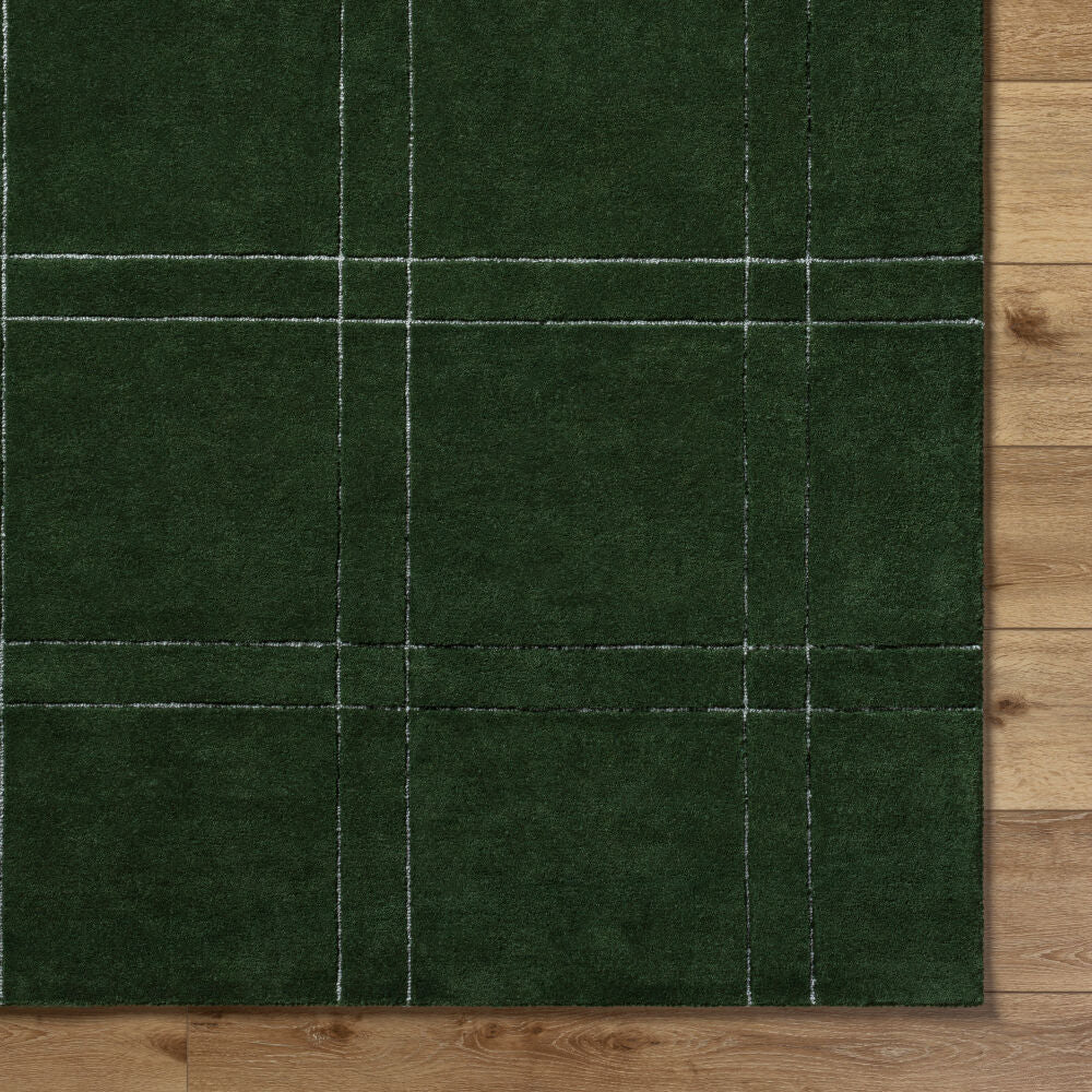 Brook Dark Green/Light Slate Handmade Rug - overhead