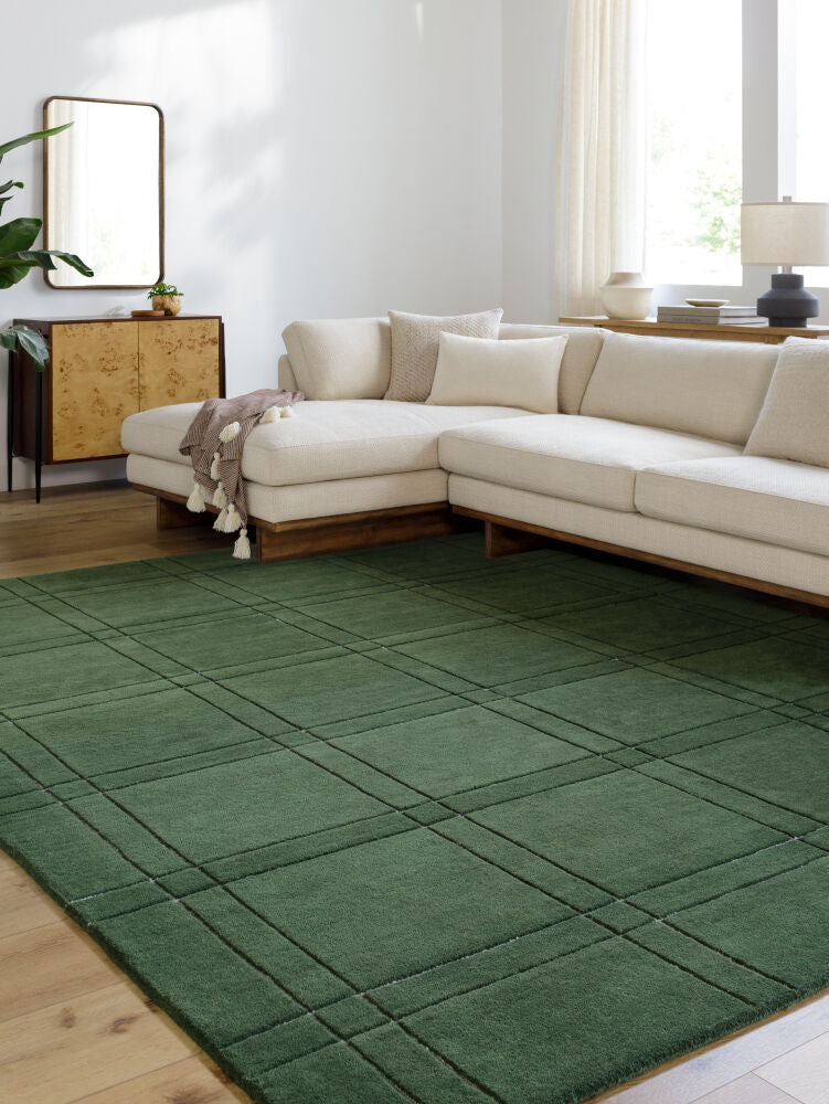 Brook Dark Green/Light Slate Handmade Rug - roomscene