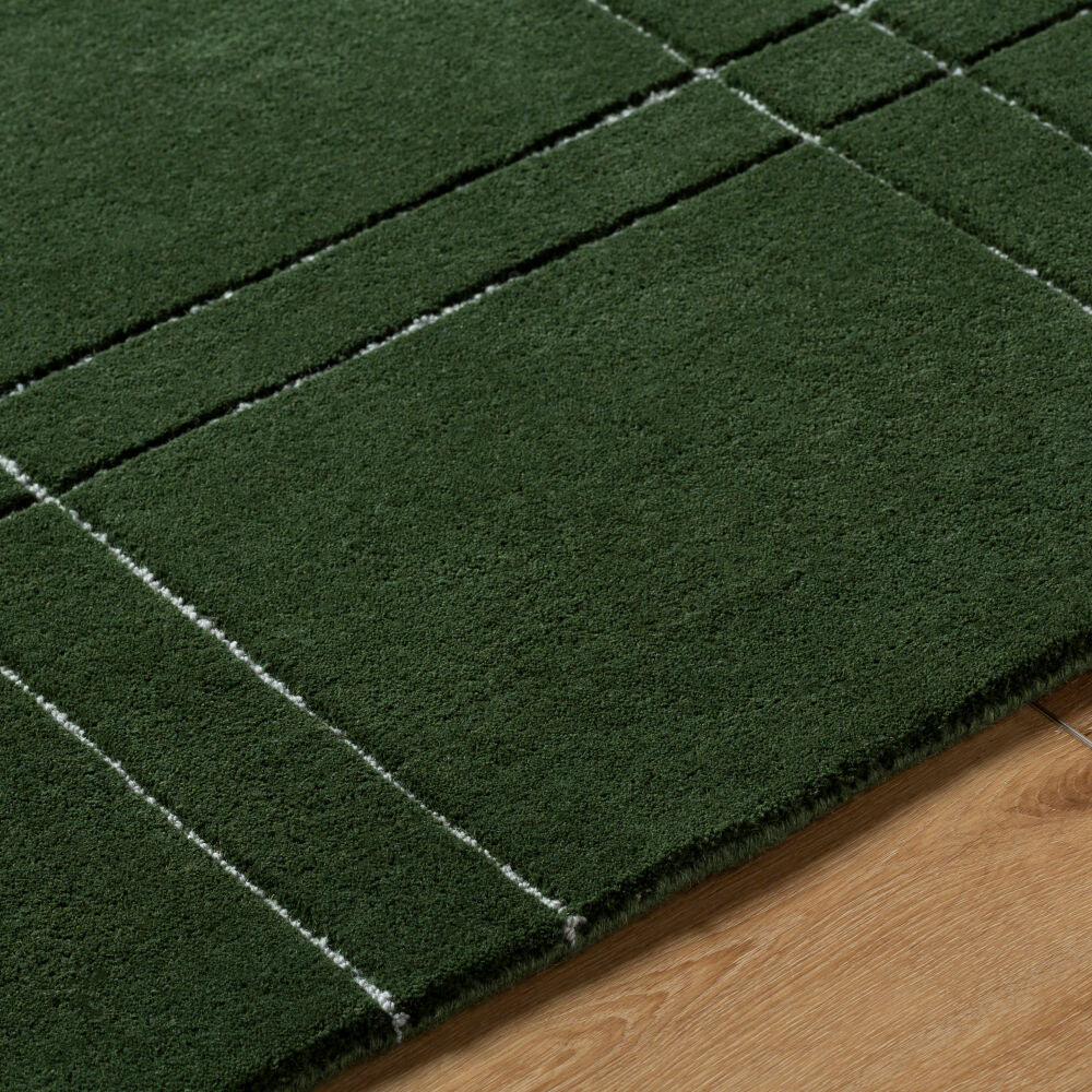 Brook Dark Green/Light Slate Handmade Rug - texture
