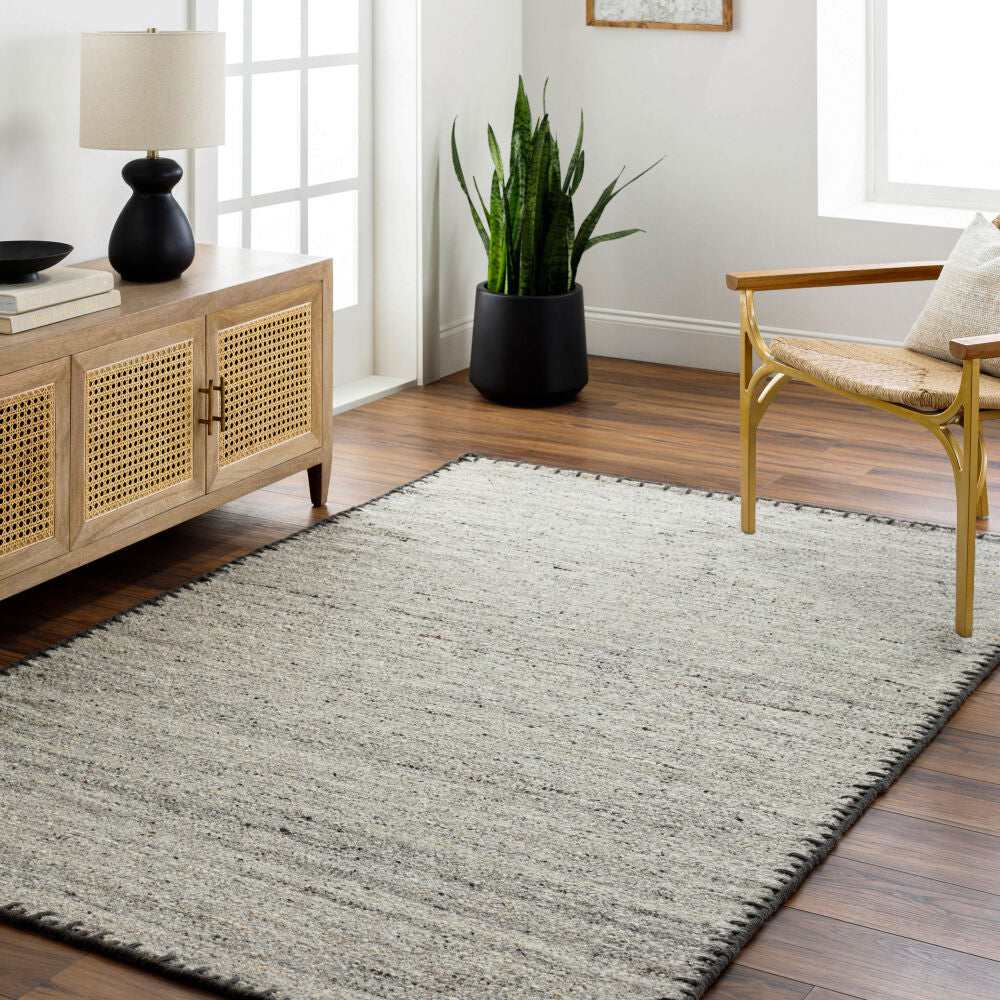 Berkeley Black/Taupe Handmade Rug - roomscene