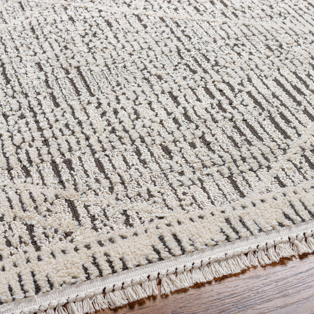 Berlin Dark Brown/Sage Machine Woven Rug BLR-2306 - texture