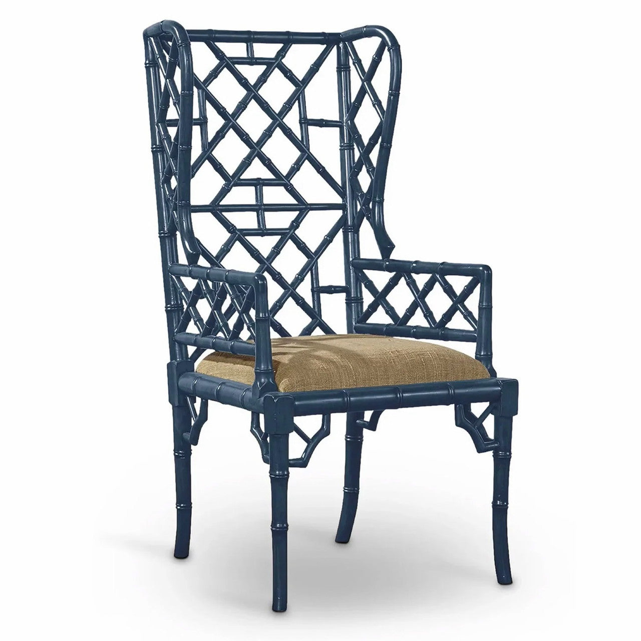 Chippendale Blue Wingback Chair 27"