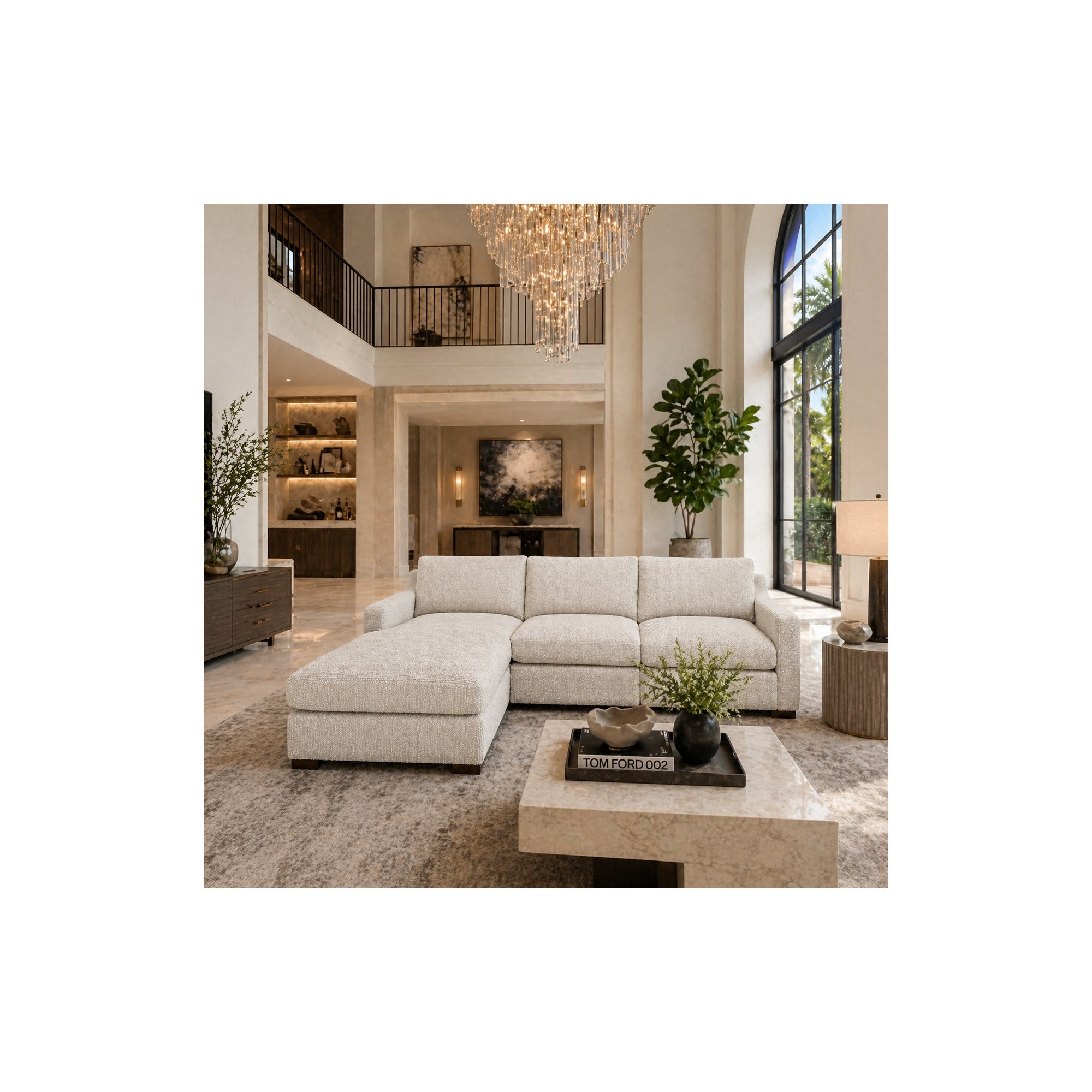 Blufton 2PC Flex Sectional in Disk Linen by Spectra Home Furniture - lifestyle room image