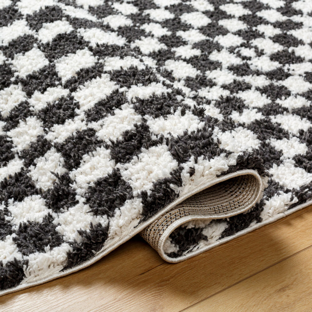 Birmingham Black/Ivory Machine Woven Rug - fold