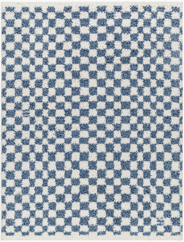 Birmingham Blue/Ivory Machine Woven Rug - 5'3" x 7'