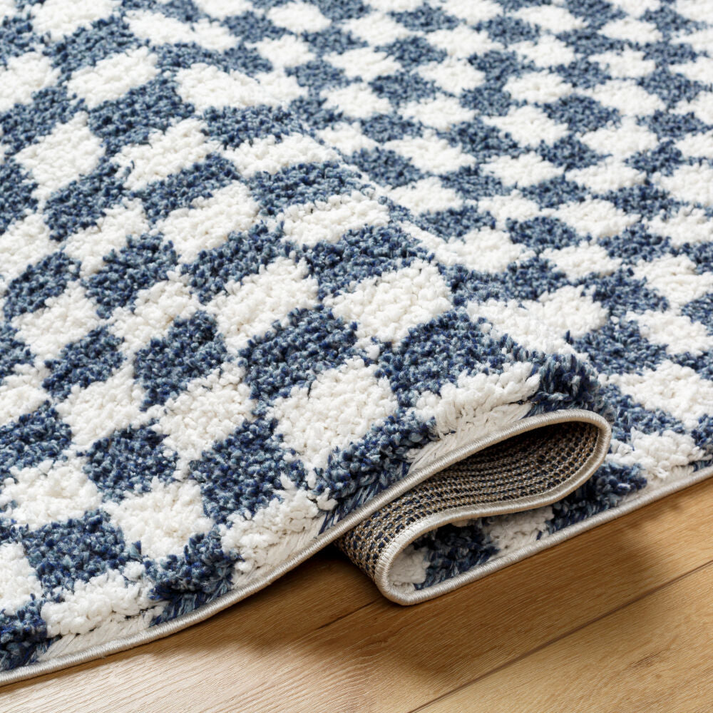 Birmingham Blue/Ivory Machine Woven Rug - fold