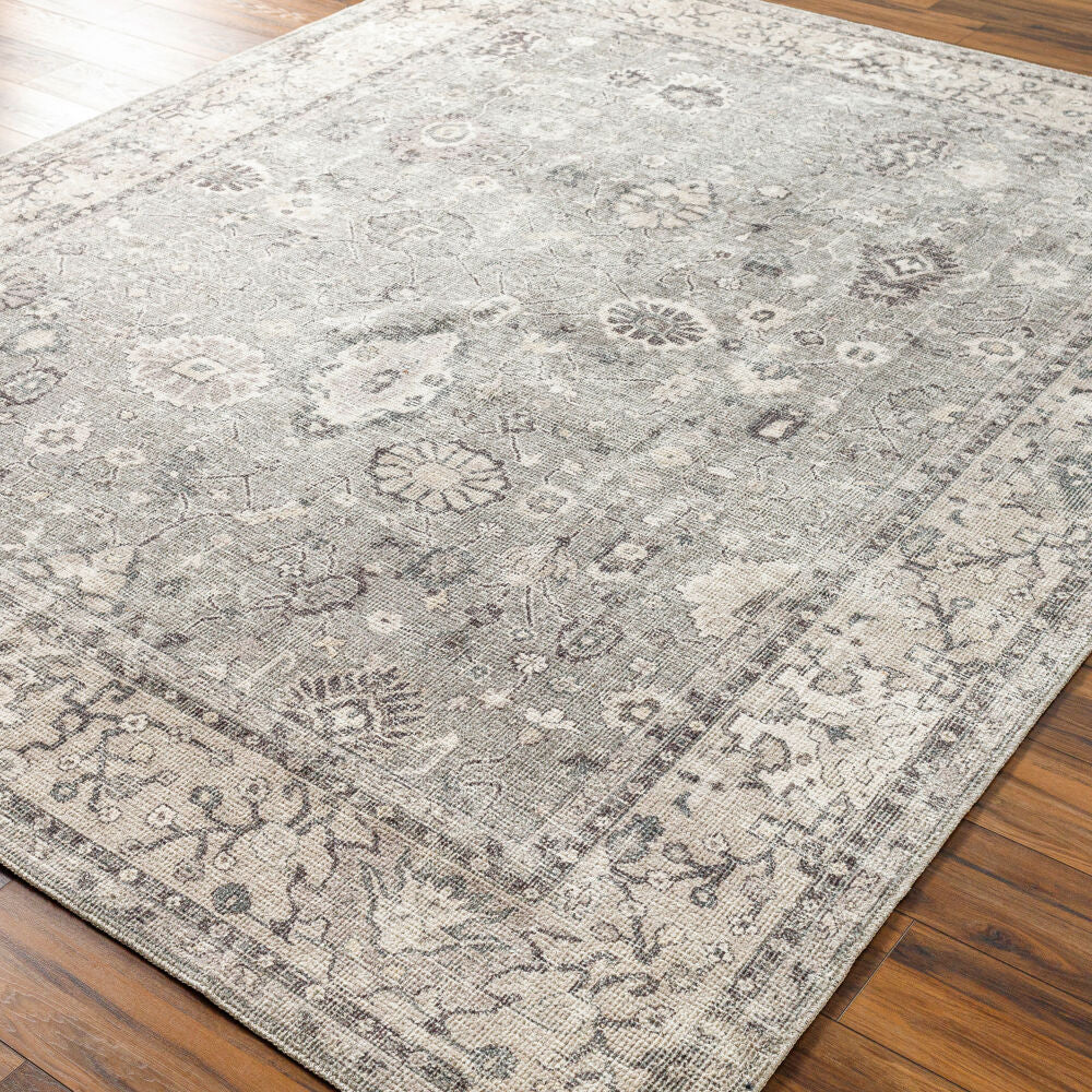 Davina Charcoal/White Machine Woven Rug - corner