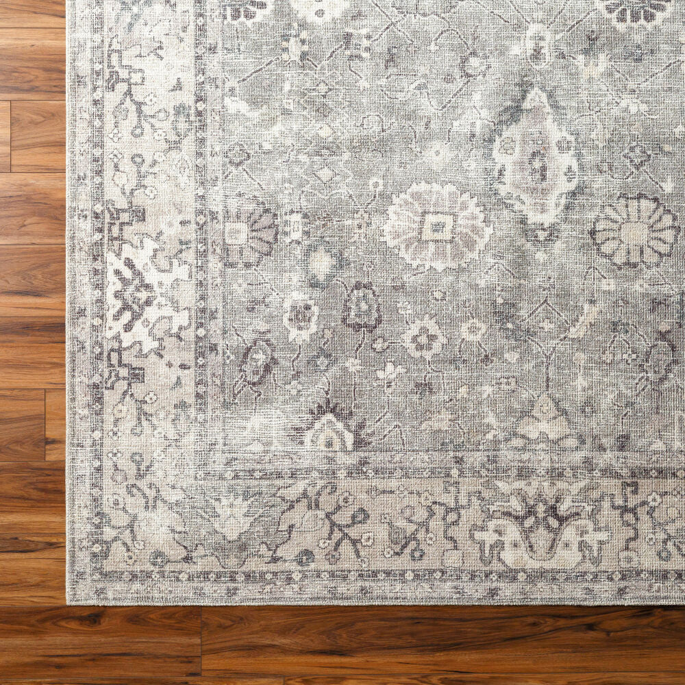 Davina Charcoal/White Machine Woven Rug - overhead