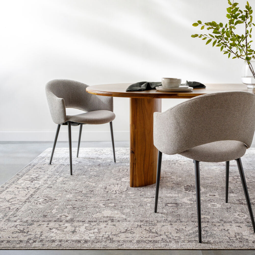 Davina Charcoal/White Machine Woven Rug - roomscene