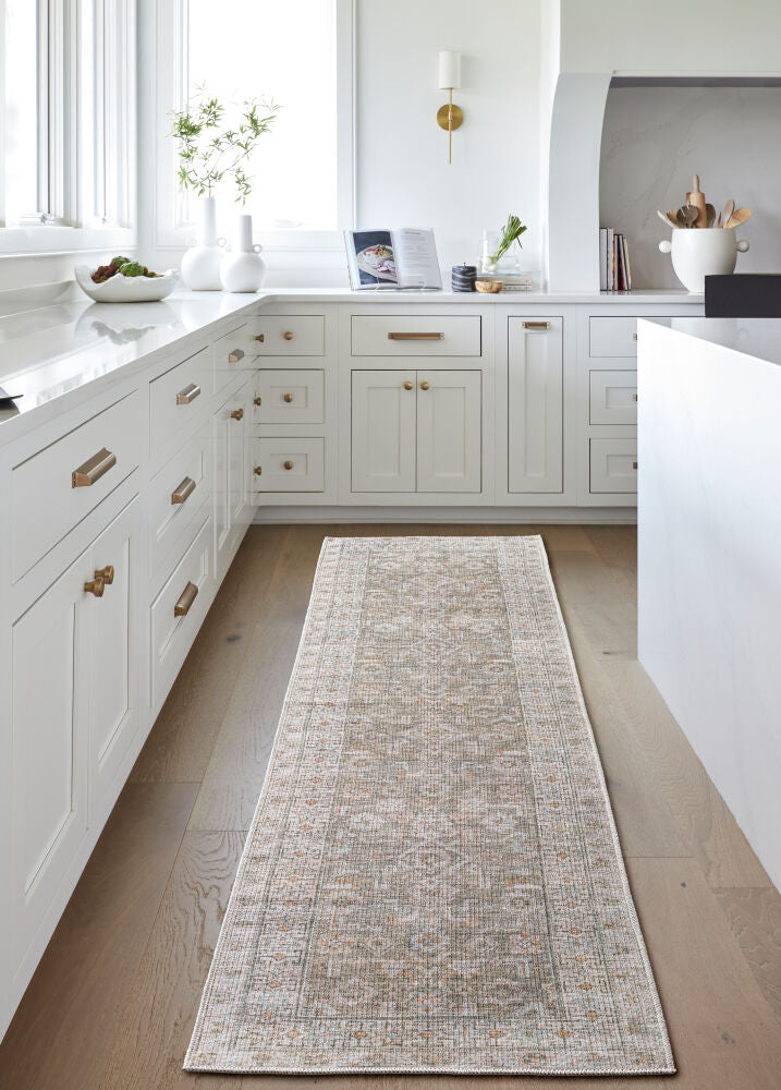 Darling Beige/Olive Machine Woven Rug - roomscene