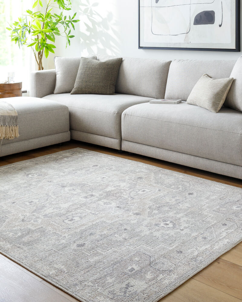 Elle Charcoal/Tan Machine Woven Rug BOEC-2301 - roomscene