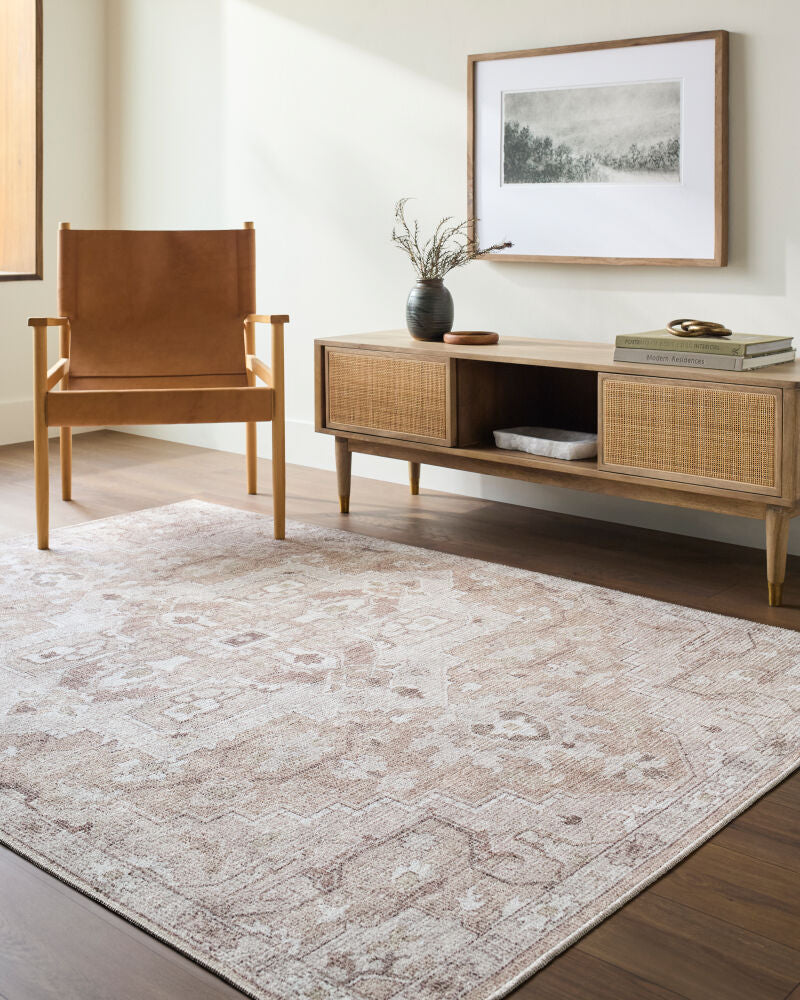 Elle Brown/Tan Machine Woven Rug - roomscene