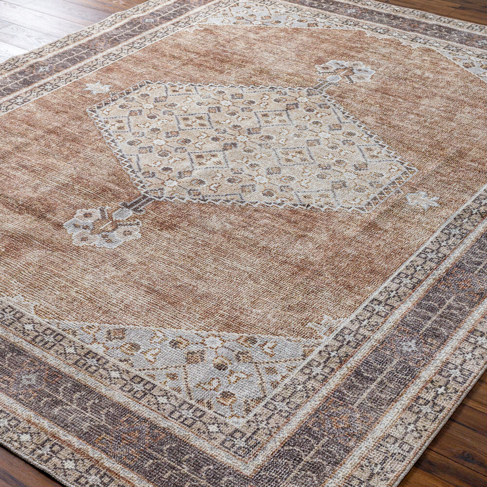 Lila Black/Tan Machine Woven Rug - corner