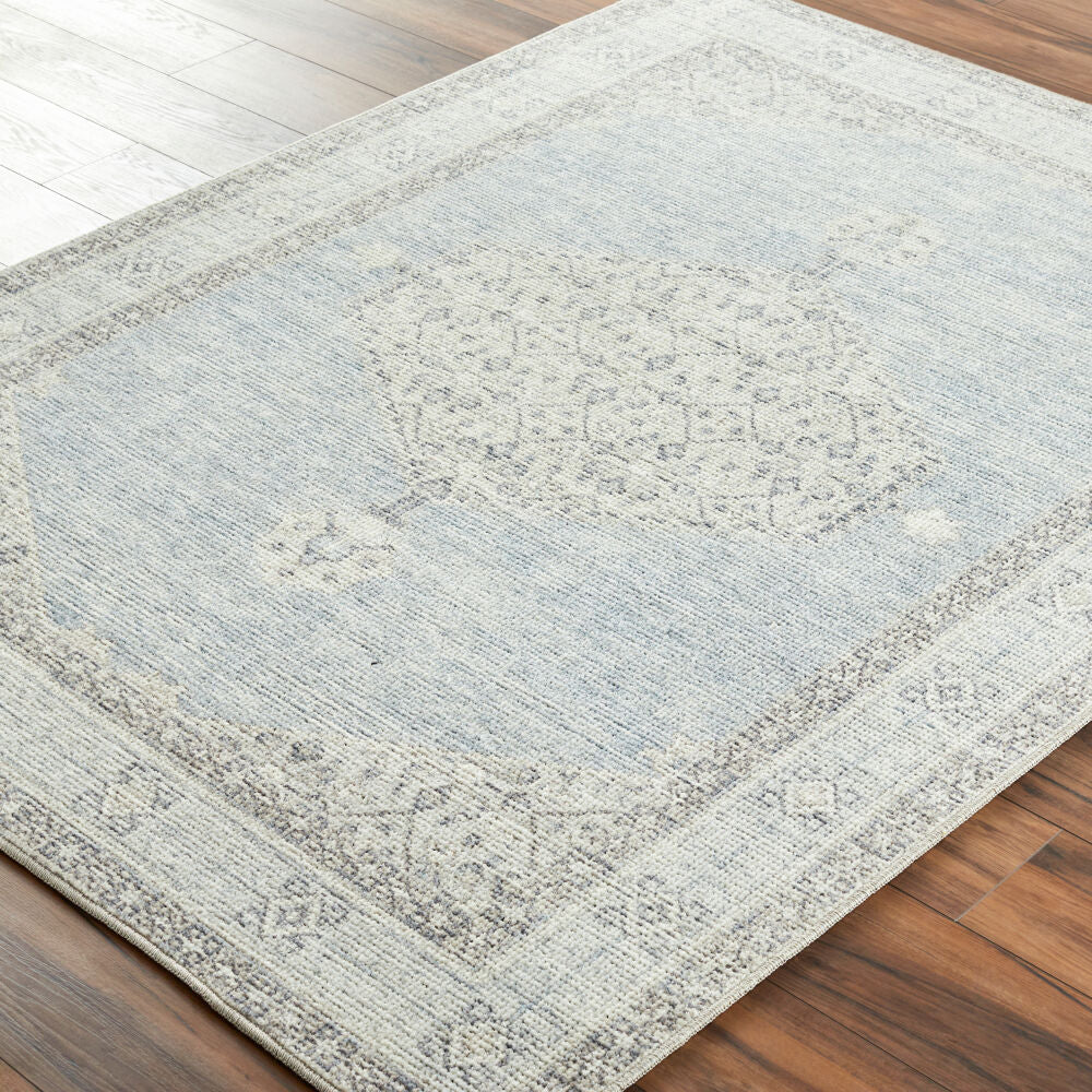 Lila Denim/Silver Gray Machine Woven Rug - corner
