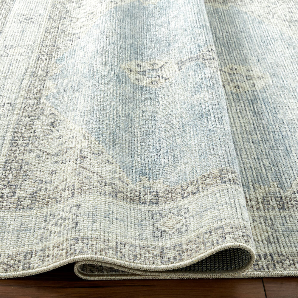 Lila Denim/Silver Gray Machine Woven Rug - fold
