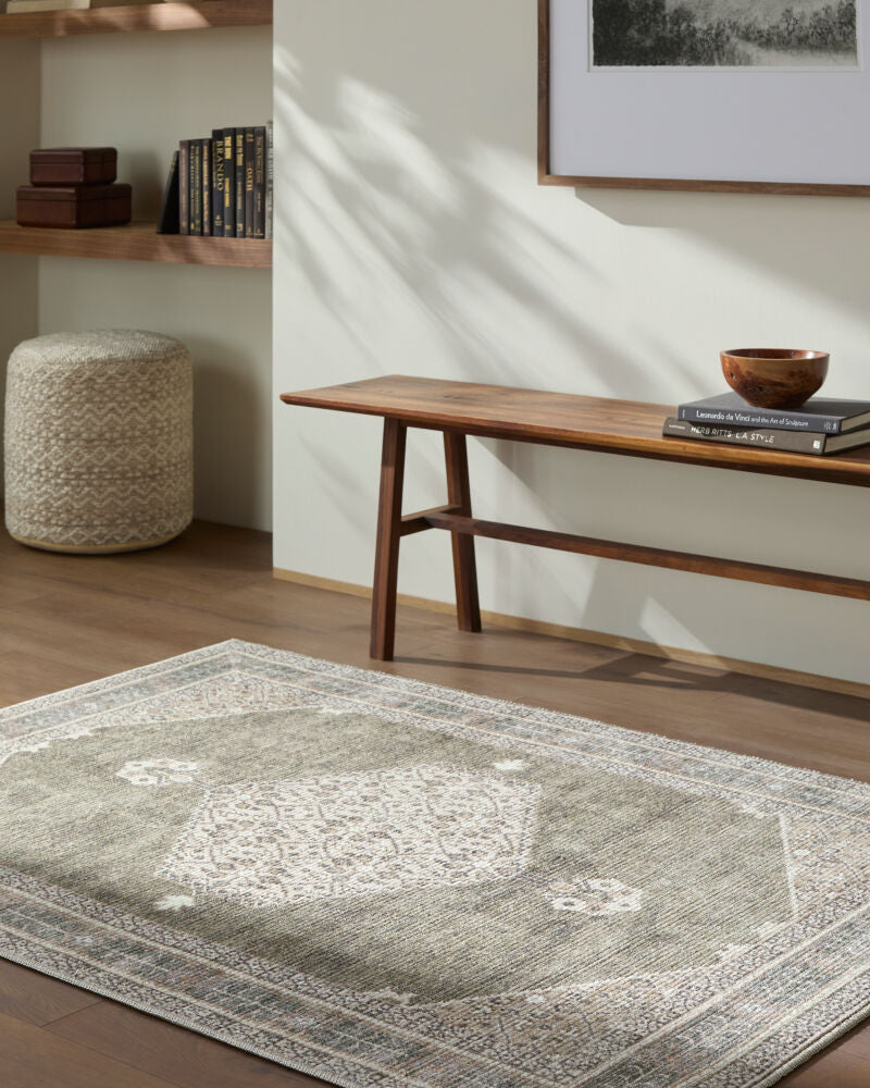 Lila Brown/Olive Machine Woven Rug - roomscene