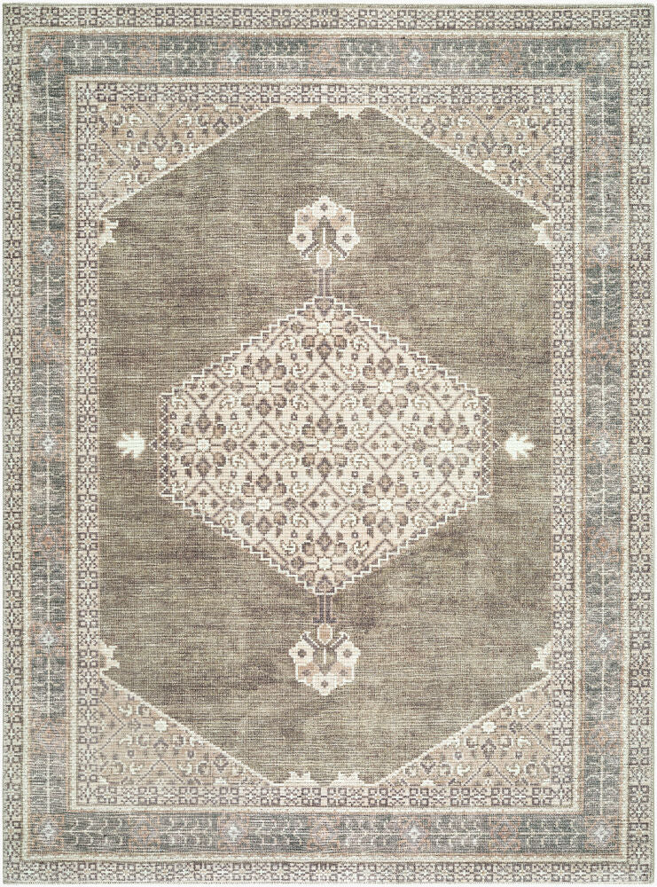 Lila Brown/Olive Machine Woven Rug - 2'2" x 3'9"