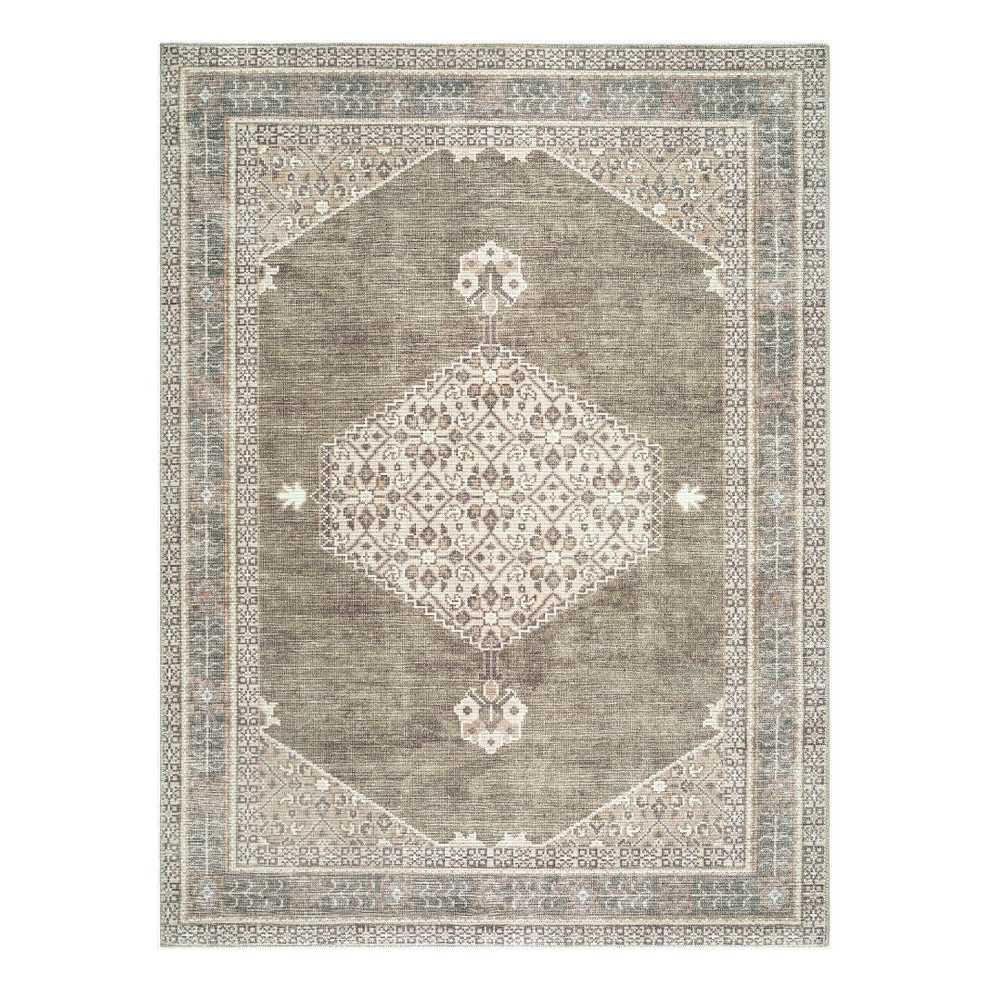 Lila Brown/Olive Machine Woven Rug - 2'2" x 3'9"