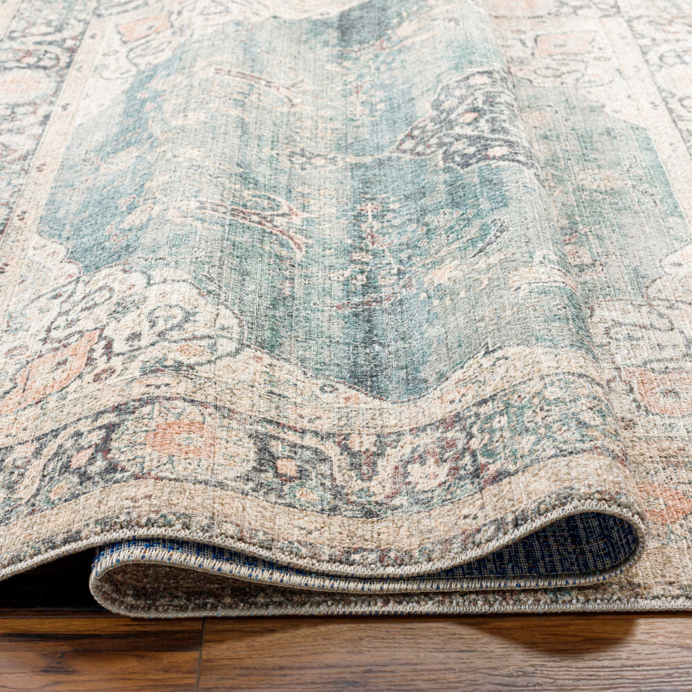 Marlene Blue/Light Sage Machine Woven Rug - texture