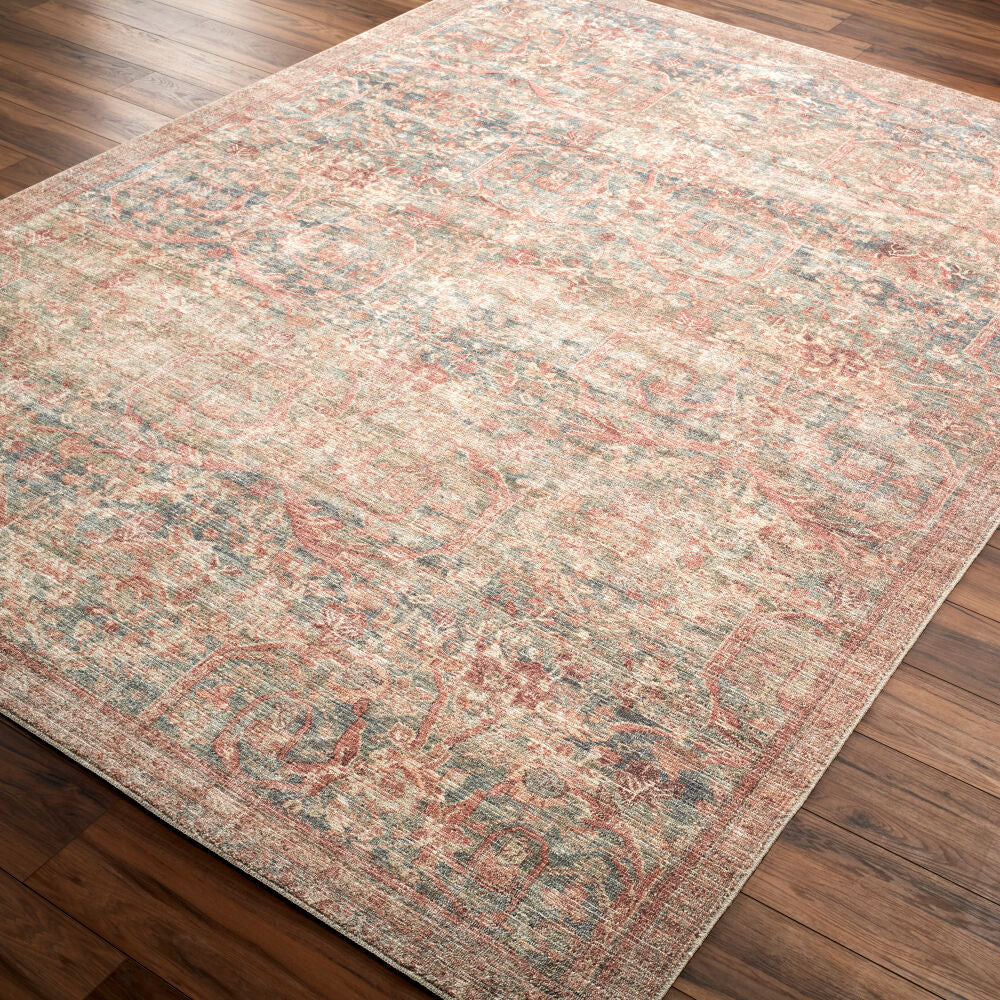 Marlene Burgandy/Sage Machine Woven Rug - corner