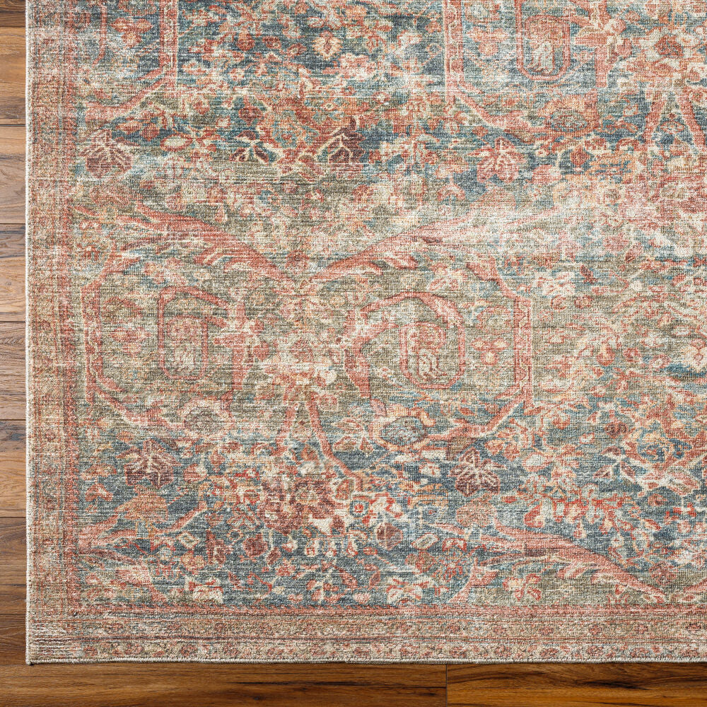 Marlene Burgandy/Sage Machine Woven Rug - overhead