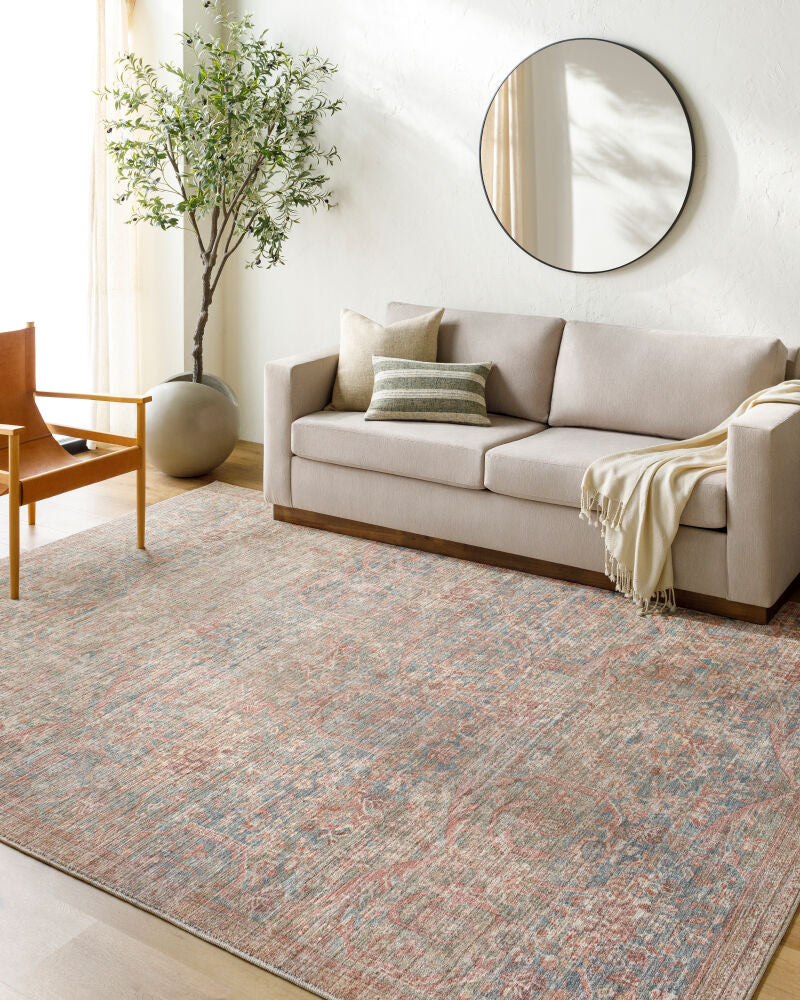Marlene Burgandy/Sage Machine Woven Rug - roomscene