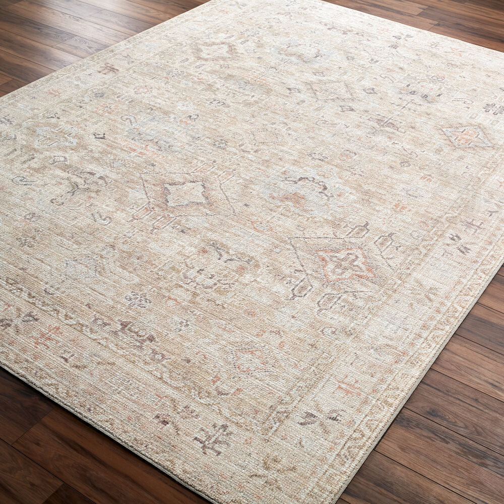 Marlene Cream/Seafoam Machine Woven Rug - corner