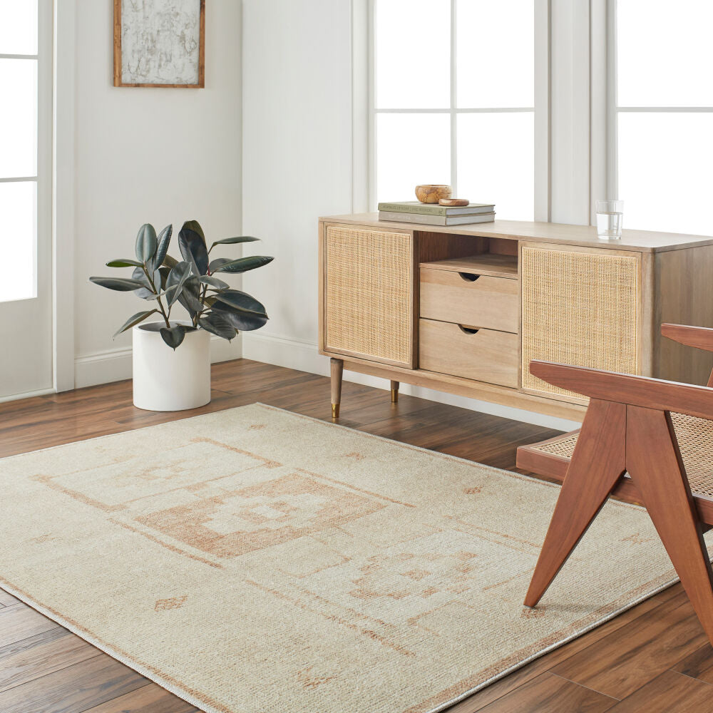 Solana Beige/Ivory Machine Woven Rug BOOC-2300 - roomscene