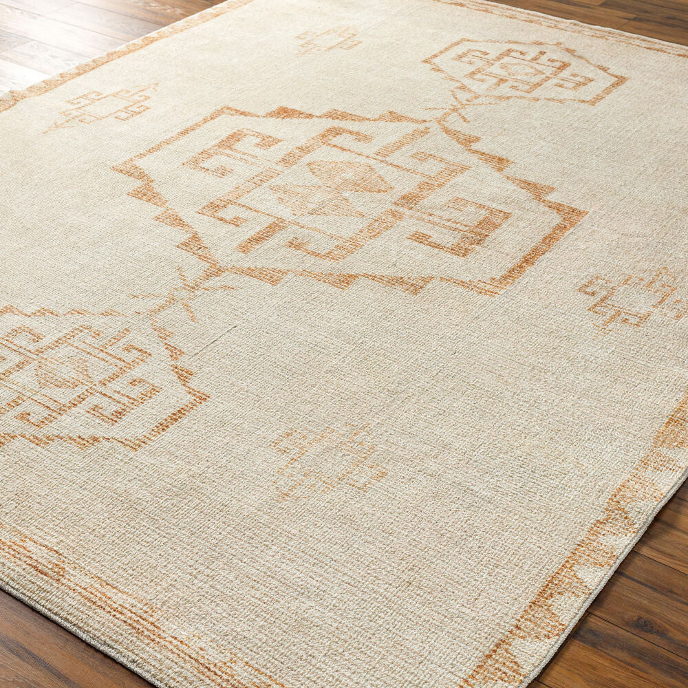 Solana Burnt Orange/Ivory Machine Woven Rug - corner