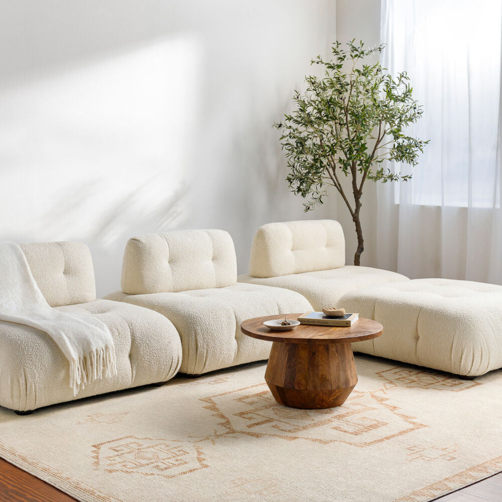 Solana Burnt Orange/Ivory Machine Woven Rug - roomscene