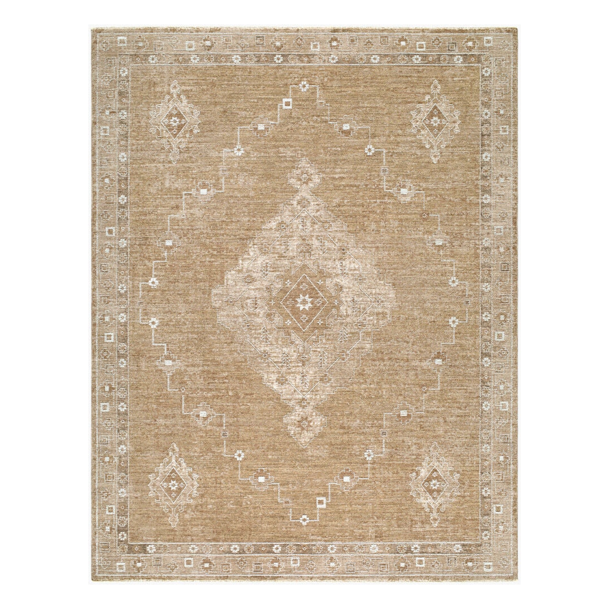 Penny Ivory/Tan Machine Woven Rug BOPE-2307 - 5'3" x 7'