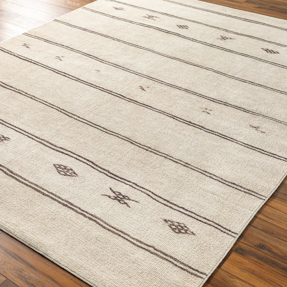 Rivi Black/Medium Brown Machine Woven Rug - corner