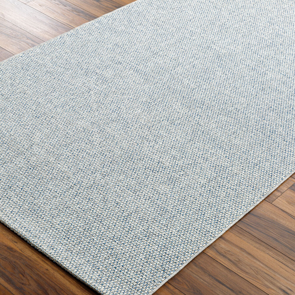 Birdie Denim/Light Gray Machine Woven Rug - corner