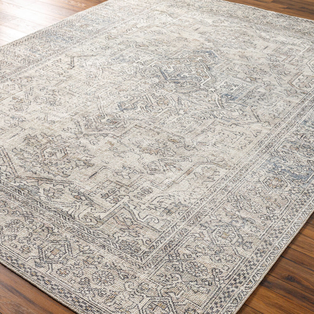 Margot Brown/White Machine Woven Rug - corner