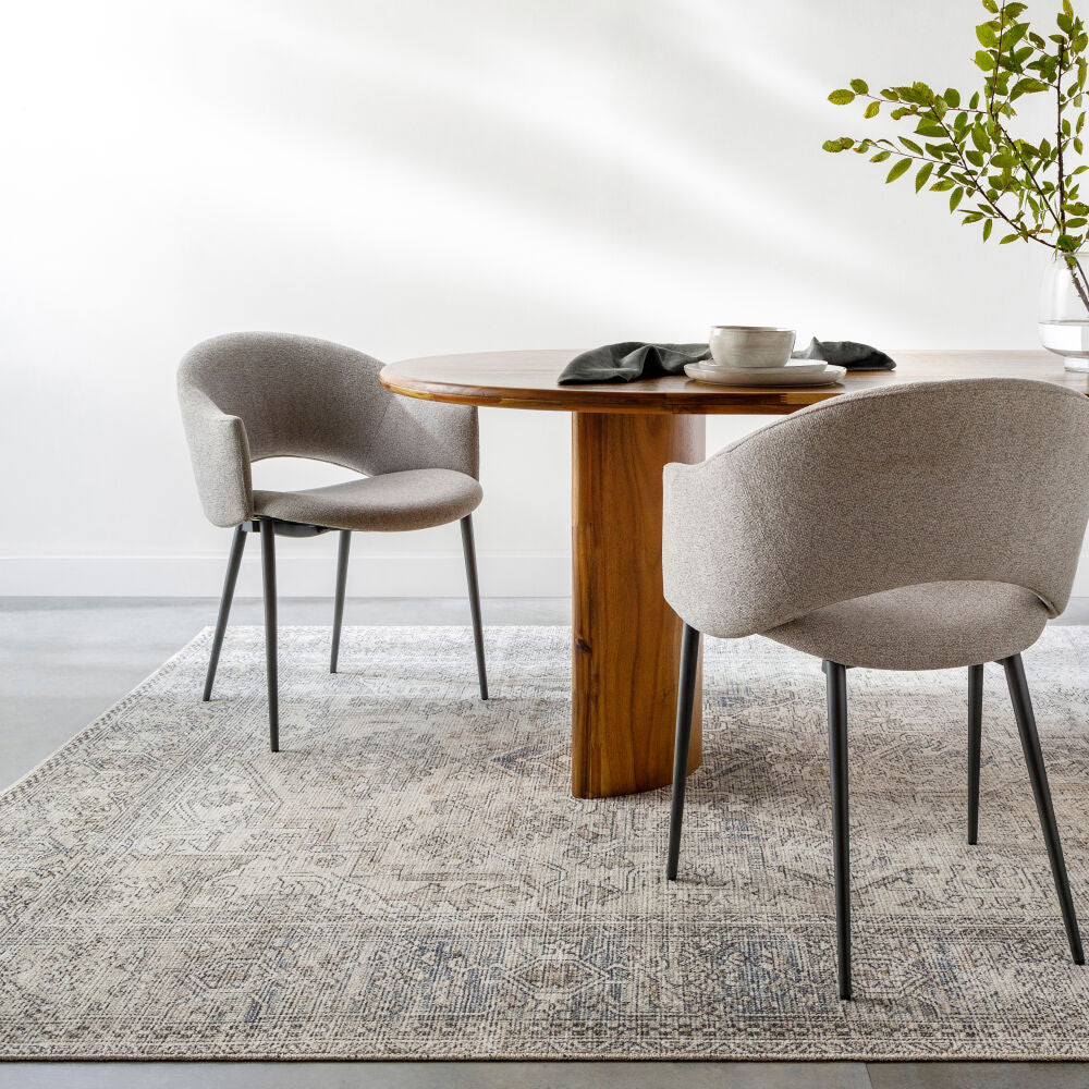 Margot Brown/White Machine Woven Rug - roomscene