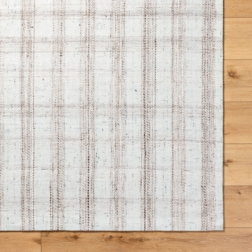 Sammy Light Gray/Tan Handmade Rug - overhead