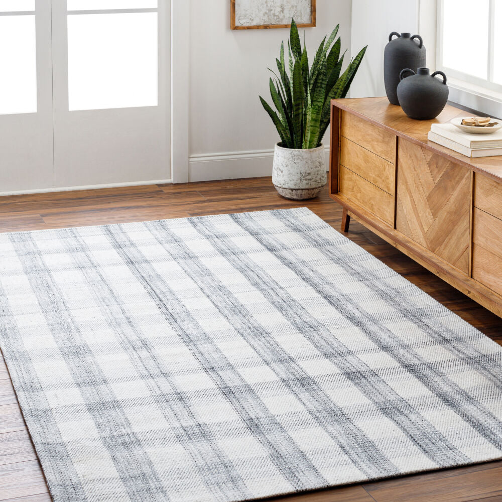 Sammy Black/Light Slate Handmade Rug BOSM-2303 - roomscene