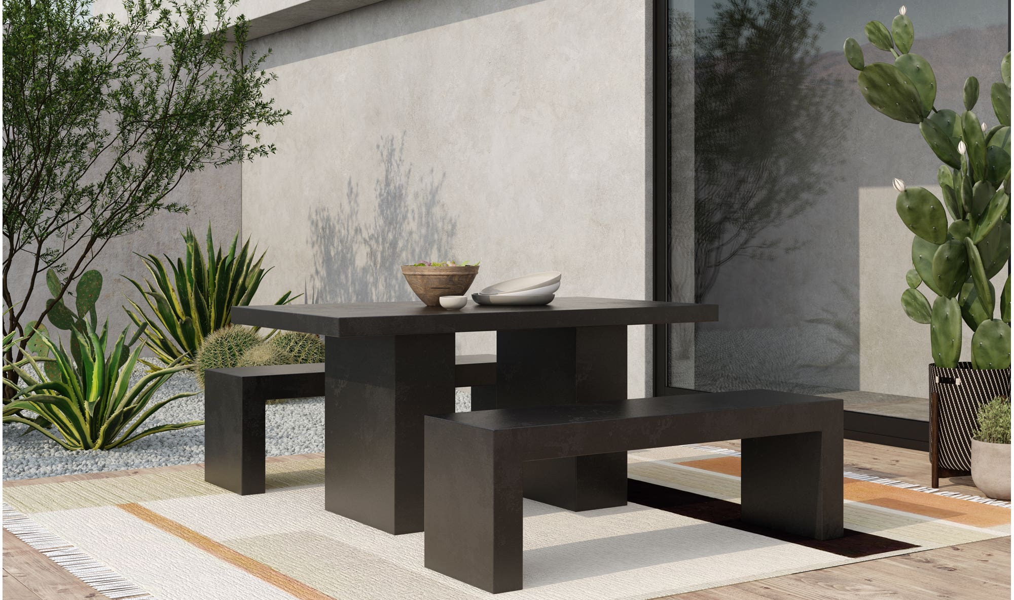 Lazarus Outdoor Bench Black by Moe's Home Collection - view 8