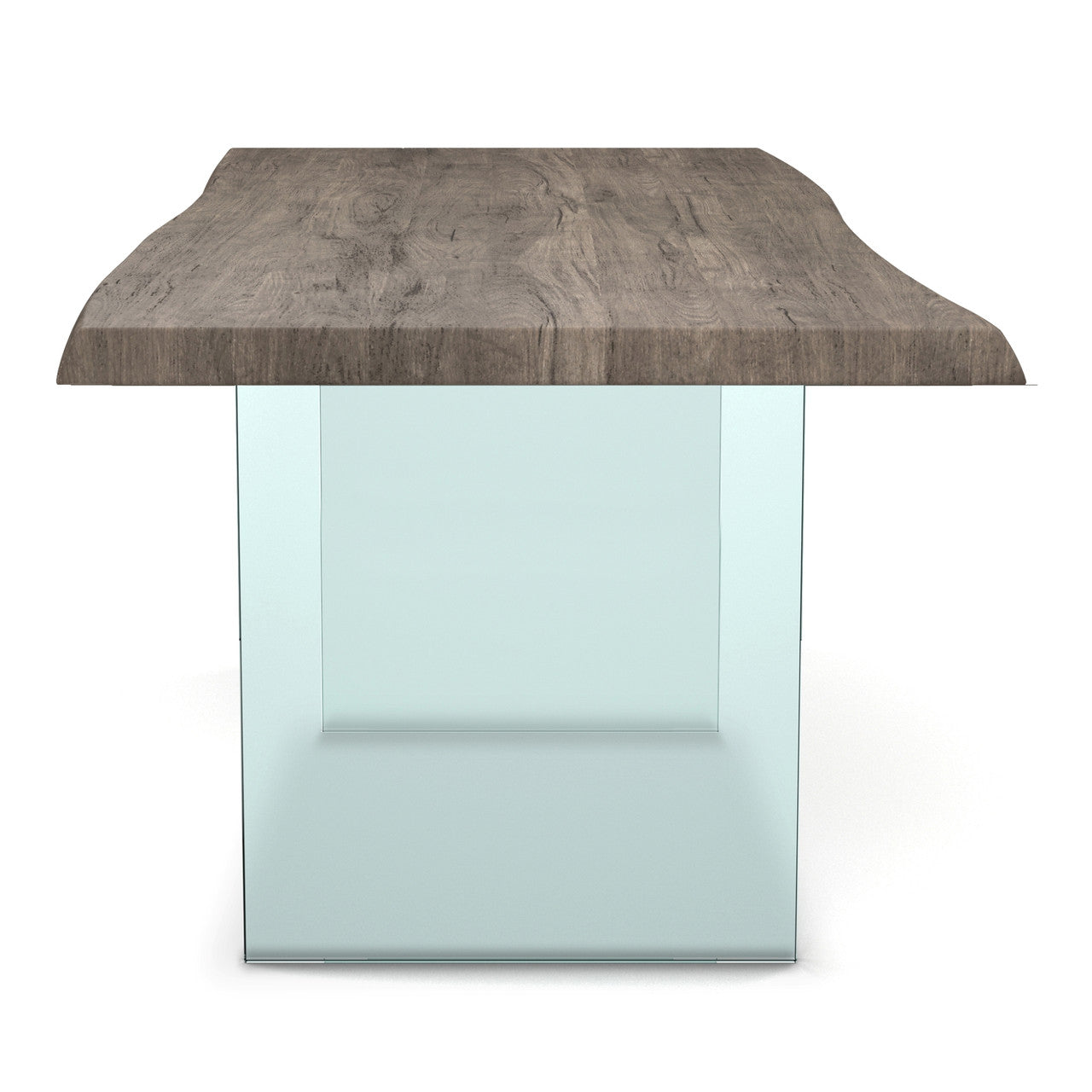 Brooks - Dining Table - Glass Base - 40" x 79" - Sandblasted Grey Top - Clear Glass Base