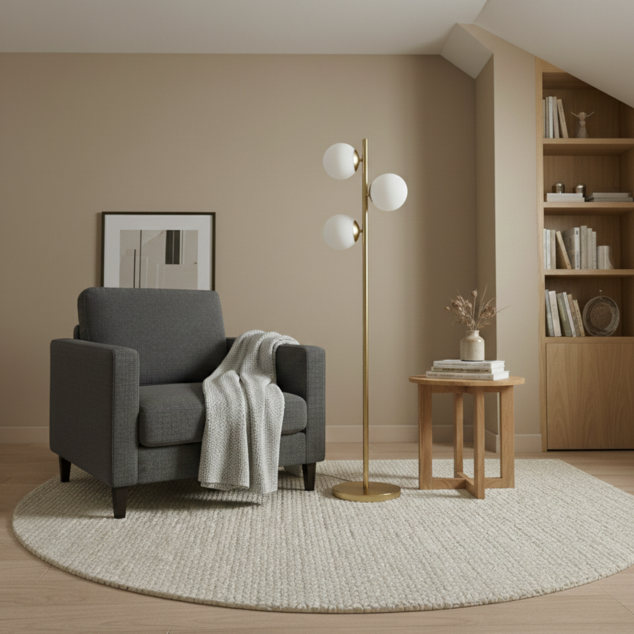 Brilliance Modern Gold Brush Floor Lamp | Opal Glass Shades