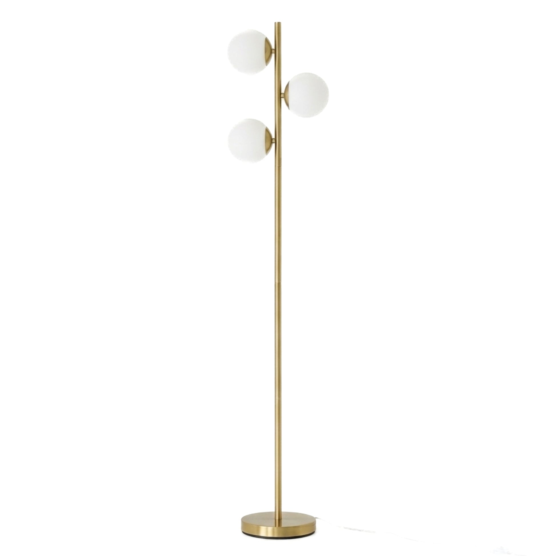 Brilliance Modern Gold Brush Floor Lamp | Opal Glass Shades