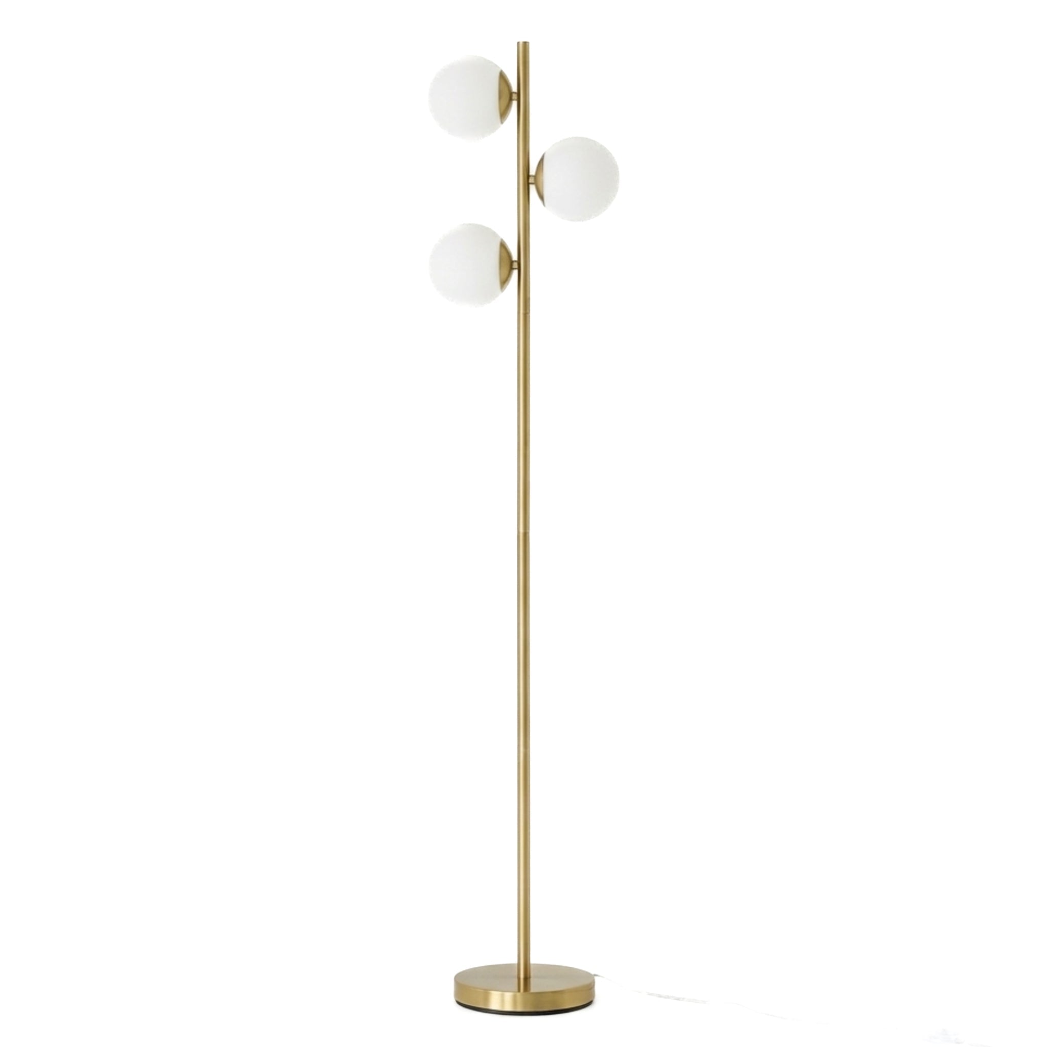Brilliance Modern Gold Brush Floor Lamp | Opal Glass Shades