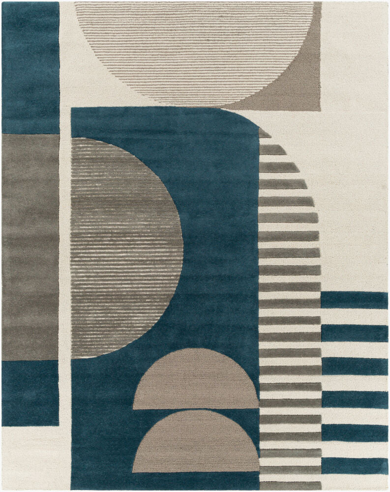 Brooklyn Beige/Teal Handmade Rug - 2' x 3'
